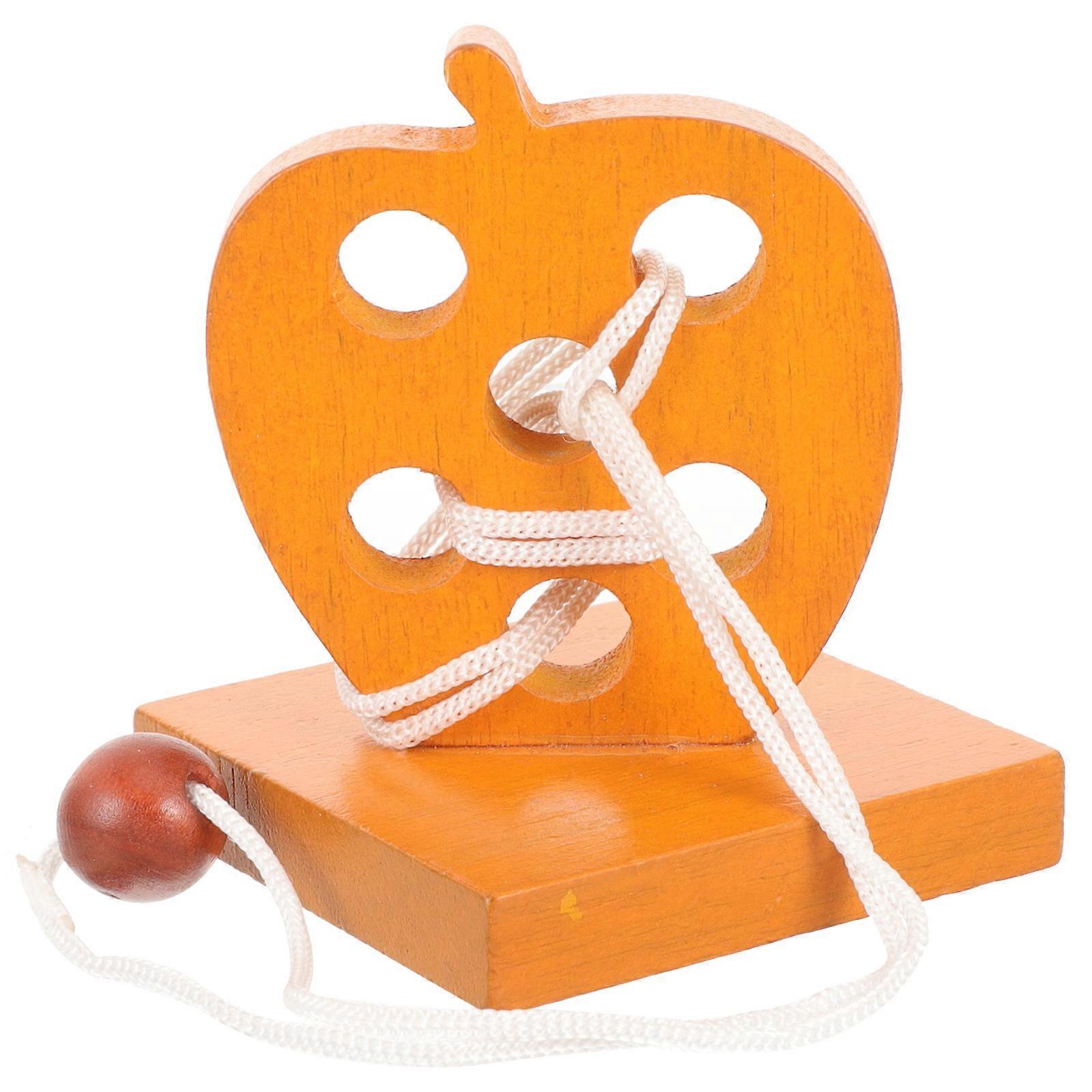 Orange Wooden Unlocking Toy Educational Puzzle Game for Kids and Adults Brain Exercise 7.5 inches