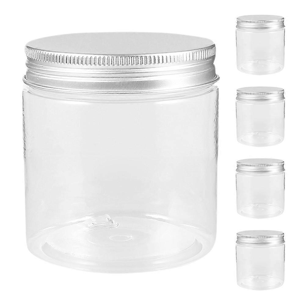 5pcs Mini Transparent Aluminum Lid Storage Jars for Kitchen and RV 200ml Refillable Plastic Containers