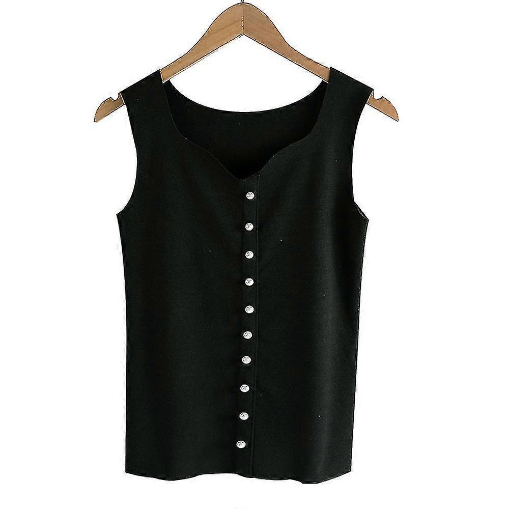 "Women's Thermal Vest W Warm Sveless Camisole Strap Thermal Jaet - Bla"