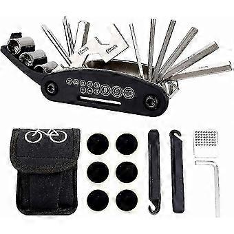 16-in-1 Bike Maintenance Kit - Multi-Function Tool Set with Carry Bag and Patch Repair Solution