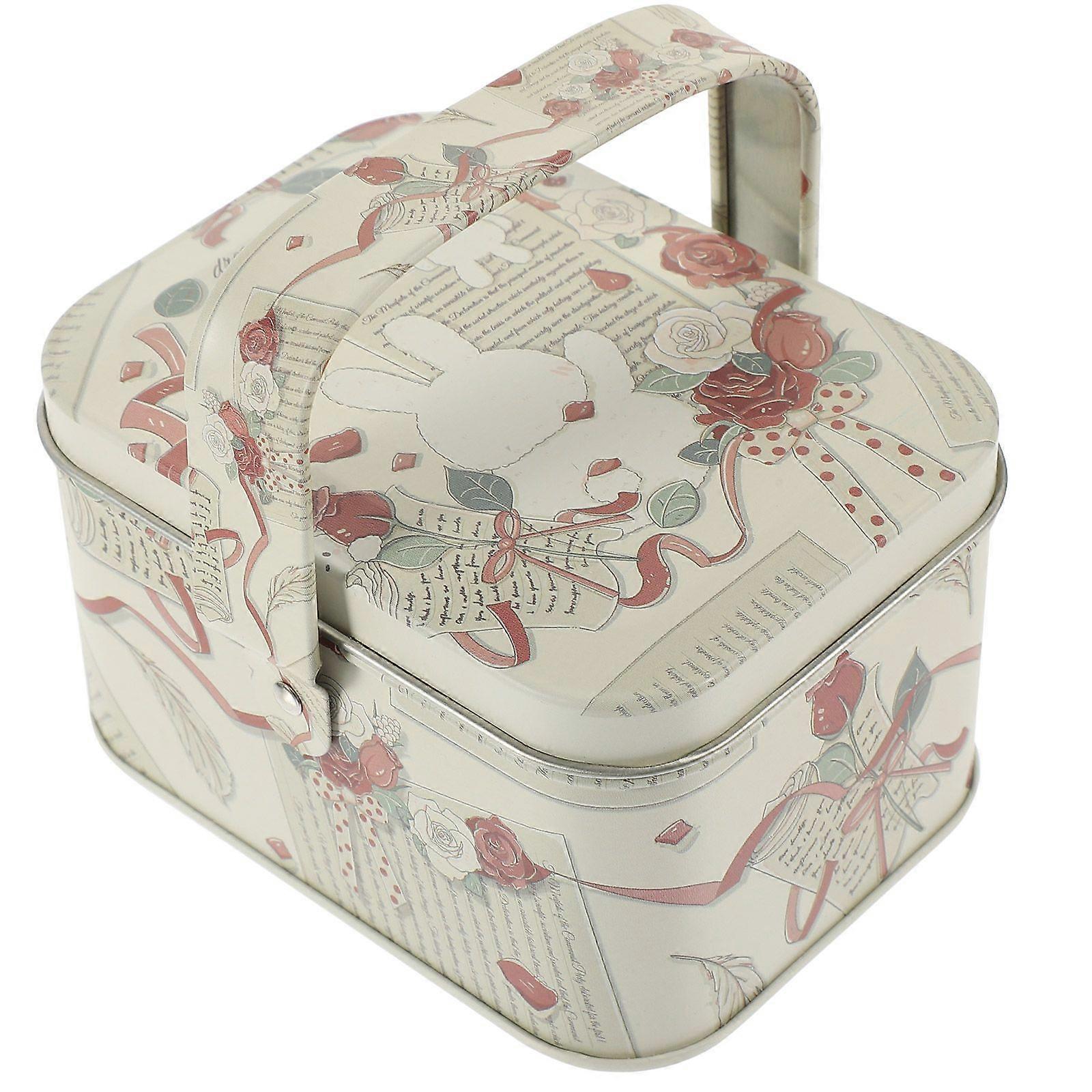 Plåt Kakburk med handtag Godis Kex Behandla Box Liten Presentfodral Semesterfest Favor