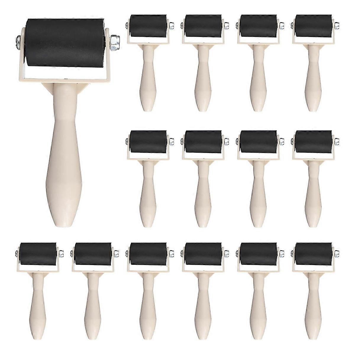 15 Pcs Rubber Brayer Roller Bulk, Small Printmaking Brayer Rollers Versatile Plastic Relief Printing Roller
