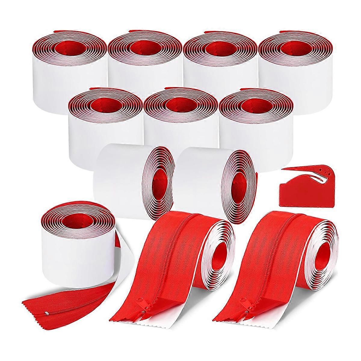12 Rolls Heavy Duty Zipper Door for Dust Barriers - 7Ft X 3Inch Self Adhesive Construction Zipper Door-for Use on Tarps