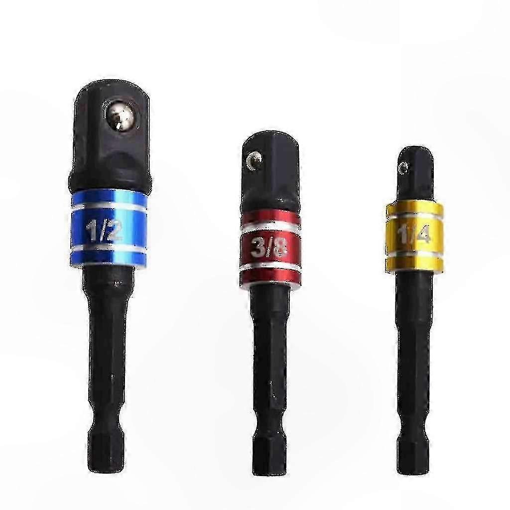 3-Piece Impact Drill Socket Adapter Set - 1/4 3/8 1/2 Inch Driver Conversion Kit for Home Tools