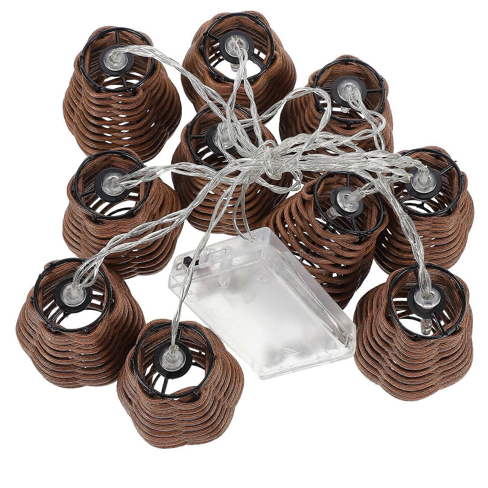 Durable Imitated Rattan Lamp String for Decoration with Warm LED Lights and Festive Atmosphere Brown