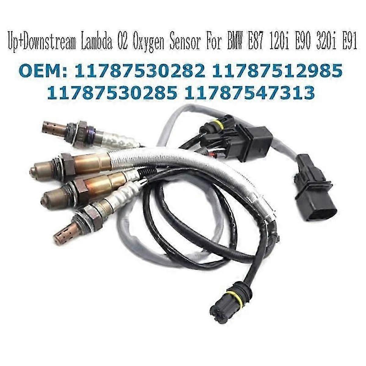 4Pcs Up+Downstream O2 Oxygen Sensor suitable for E87 120i E90 320i E91 11787530282 11787512985 11787530285 11787547313