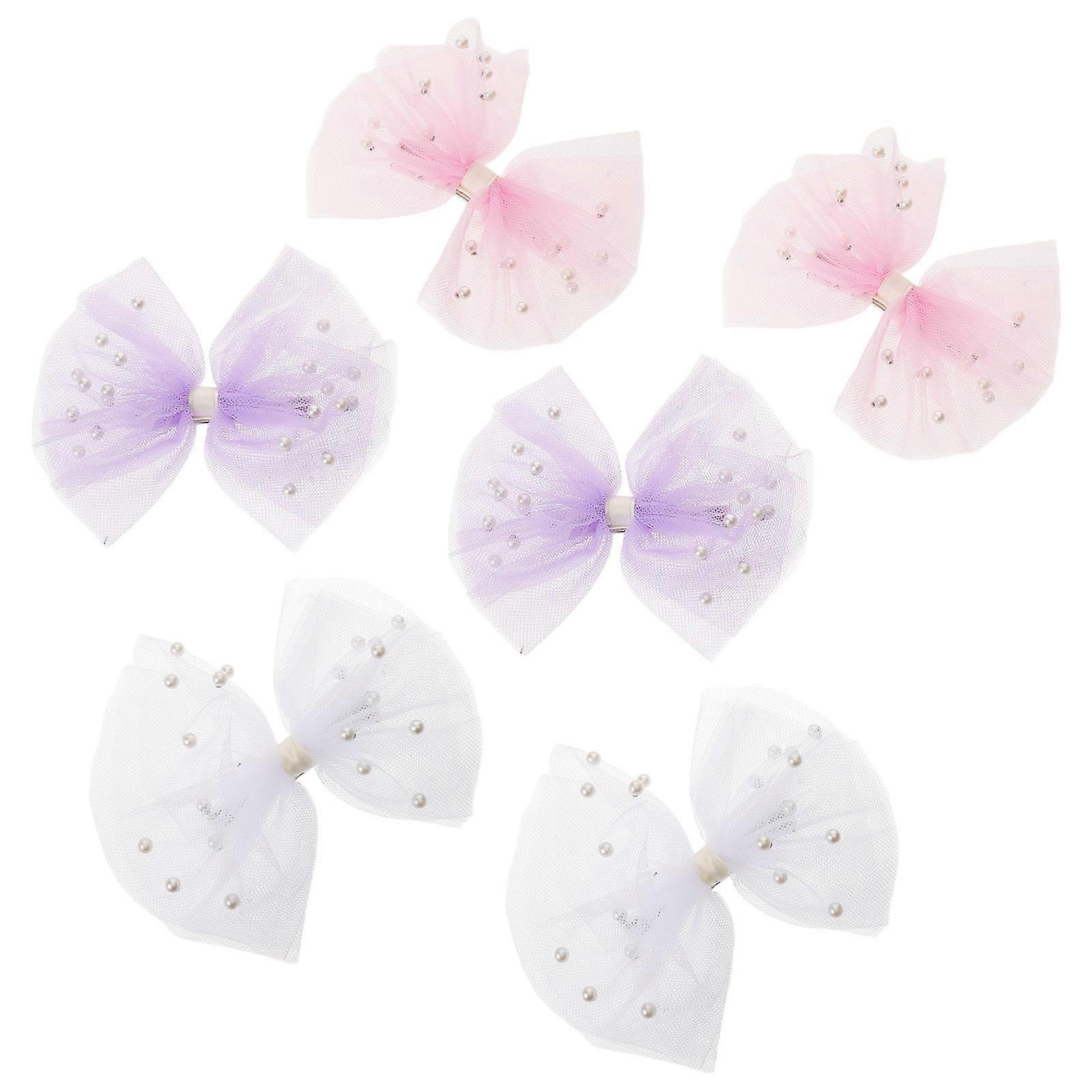 Here's a polished product description based on the details you provided:
**6PCS Girl Bow Hair Clips Non Slip Gauze Bowknot Barrettes for Hair