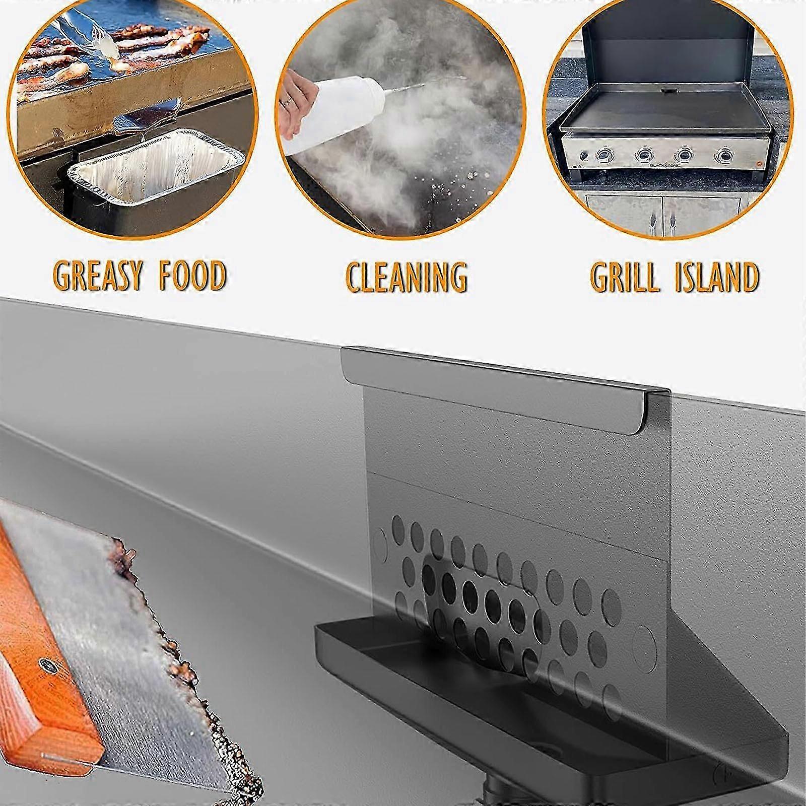 Griddle Grease Catcher, Rear Grease Drainage Funnel for Blackstone - 17/22/28/36 inch Blackstone Griddle Accessories,Grease Trap with Integrated Gate,