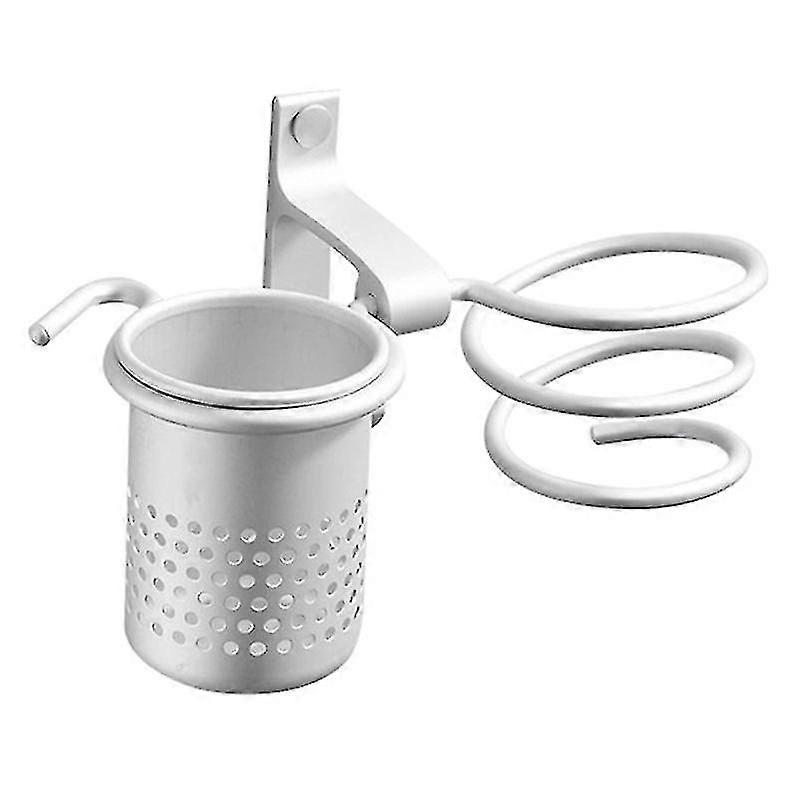 Hair dryer storage rack, made of space aluminum, with ventilated double hooks to save space