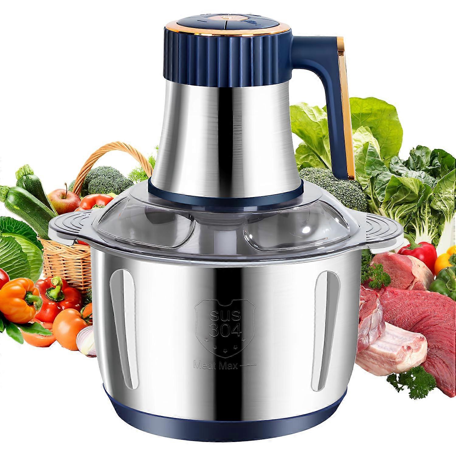 500W Electric Mini Food Chopper 3-Speed Control, 5L Vegetable and Meat Grinder, Fruits and Nuts, BPA Free, Blue