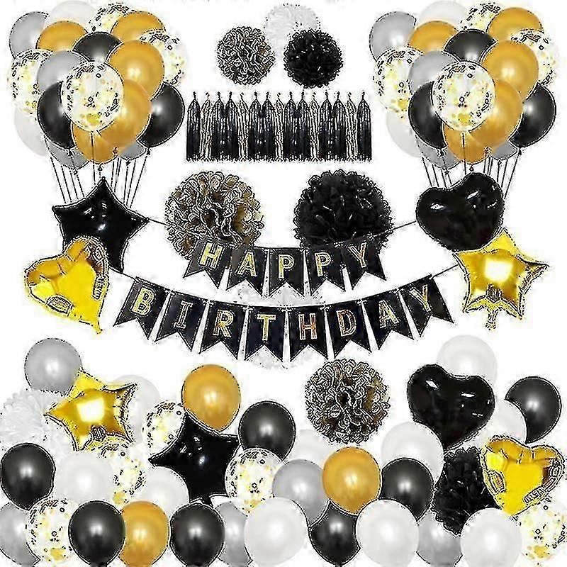 Balloons Happy Birthday Bunting Banner Balloons Tinsel Curtain Party Decorations Sets