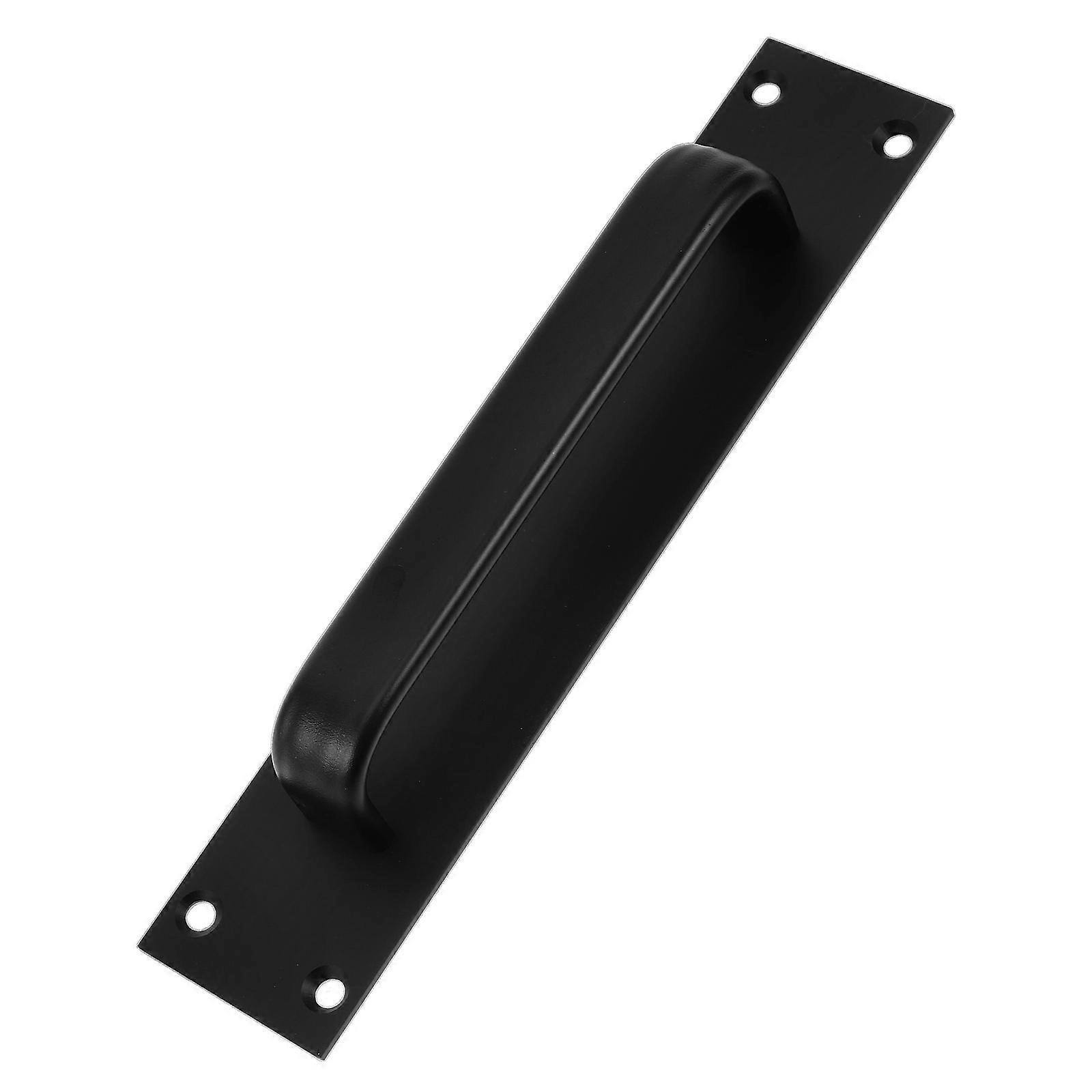 Black Aluminum Alloy Sliding Door Handle with Plate for Home Use Closet Barn Door Hardware