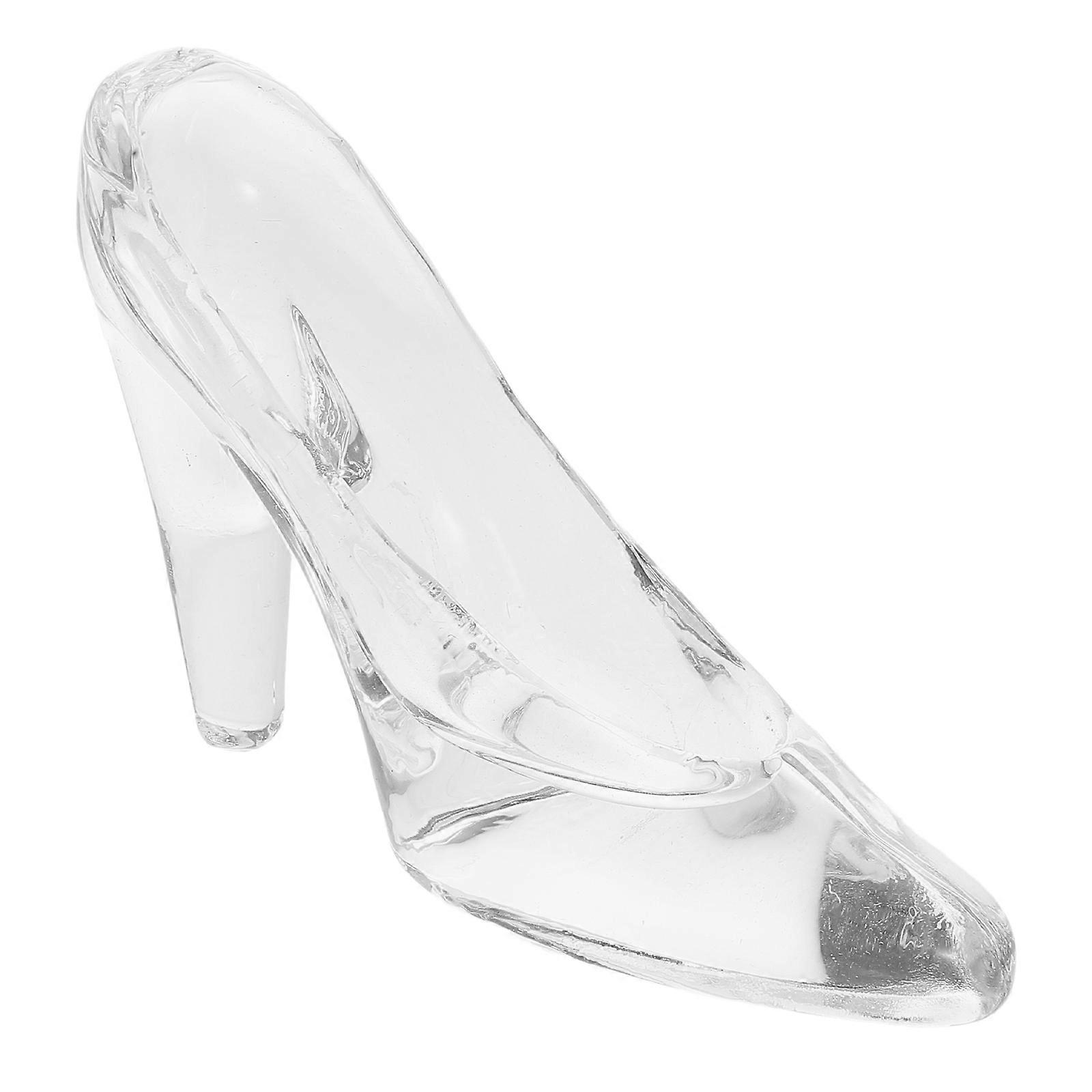 It sounds like you're describing a product listing for **Clear Crystal High Heel Figurines**—elegant decorative glass shoes that can be used as