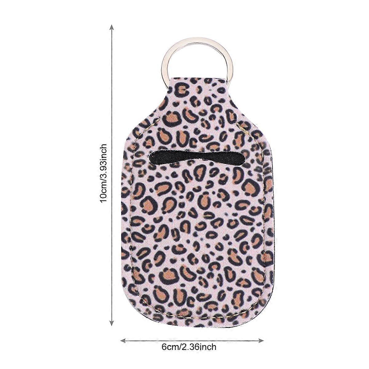 Leopard Alcohol Bottle Cover Set 5Pcs Toiletry Storage Key Chain Carrying Neoprene Holder