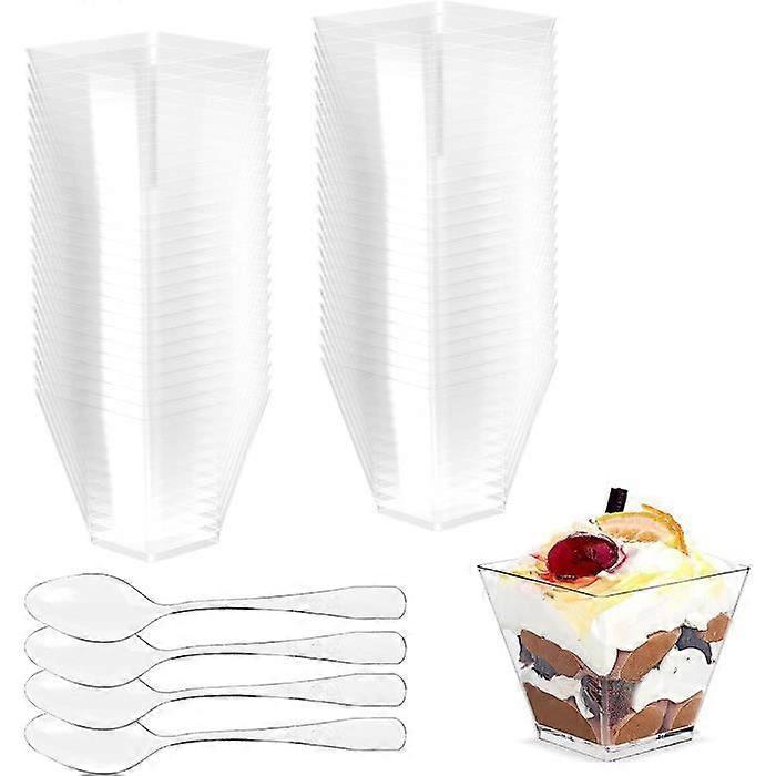 Vasos de postre - Plástico - 2oz/60ml - 50 piezas - Reutilizables - Transparentes