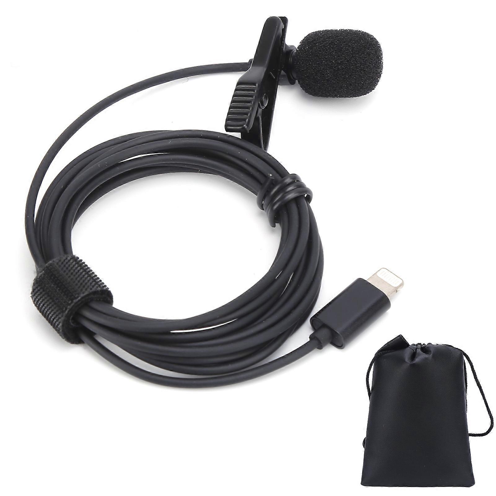 Wired Lavalier Microphone Clip On Lapel Lav Mic Mini Portable for Recording Broadcasting