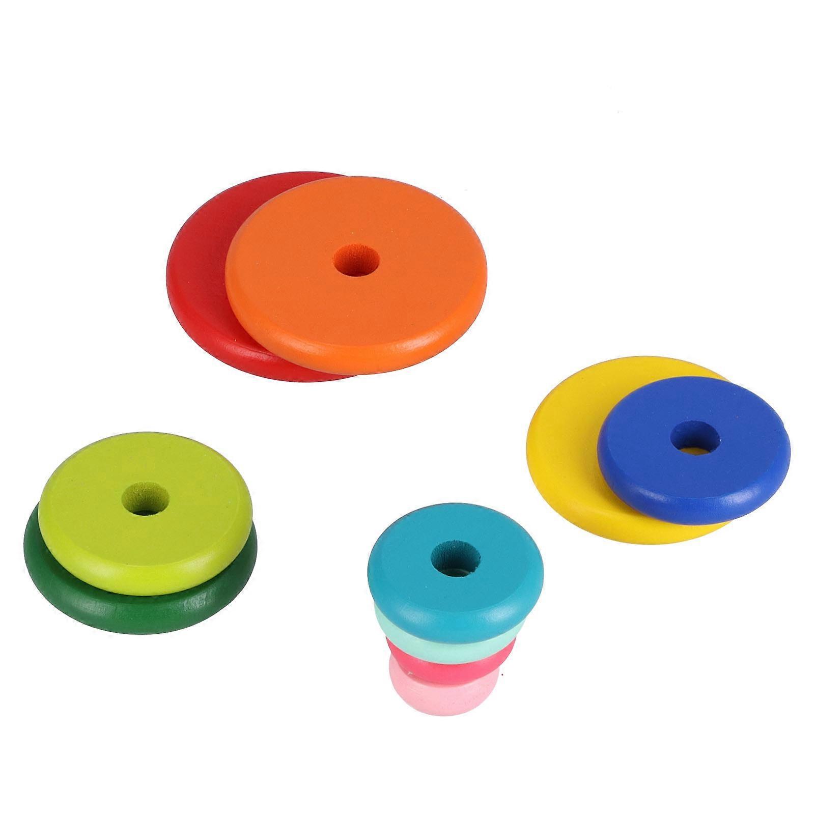 Tower of Hanoi 10-Ring Wooden Puzzle with Storage Box for Kids Ages 5+