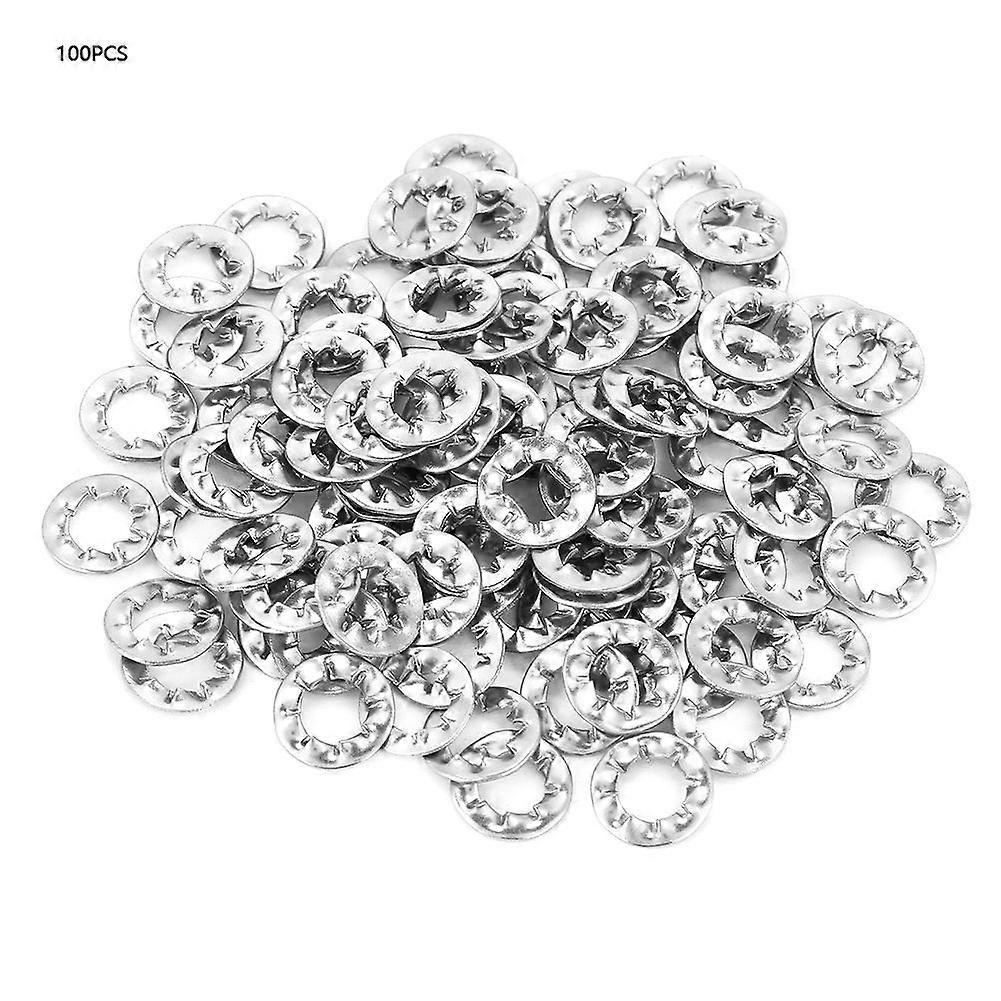 100pcs Stainless Steel Serrated External Toothed Lock Washer Flat Tool Set M6