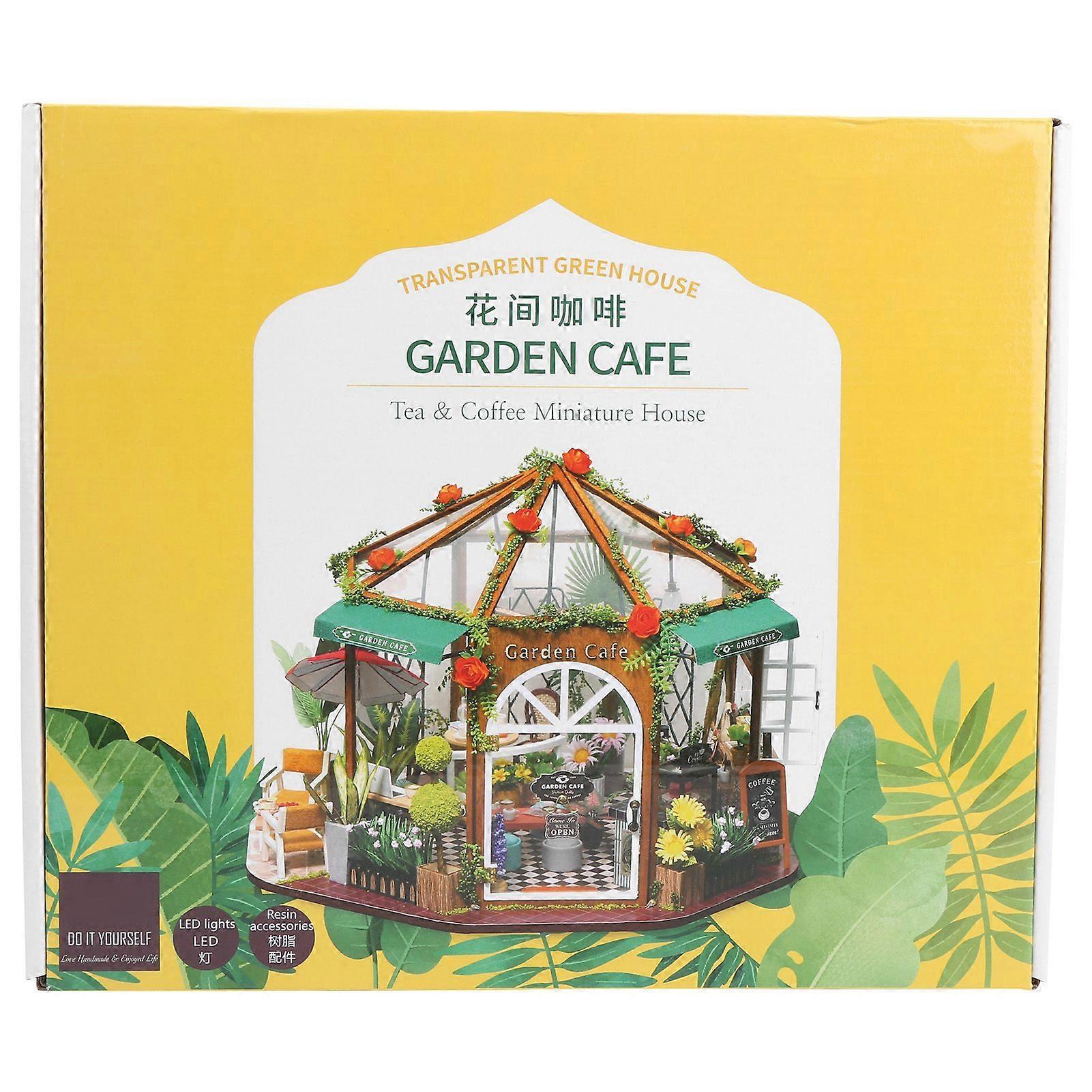 Dollhouse Toy Miniature Handicrafts Coffee House Simulation Flower Assembly Models Toy Gift