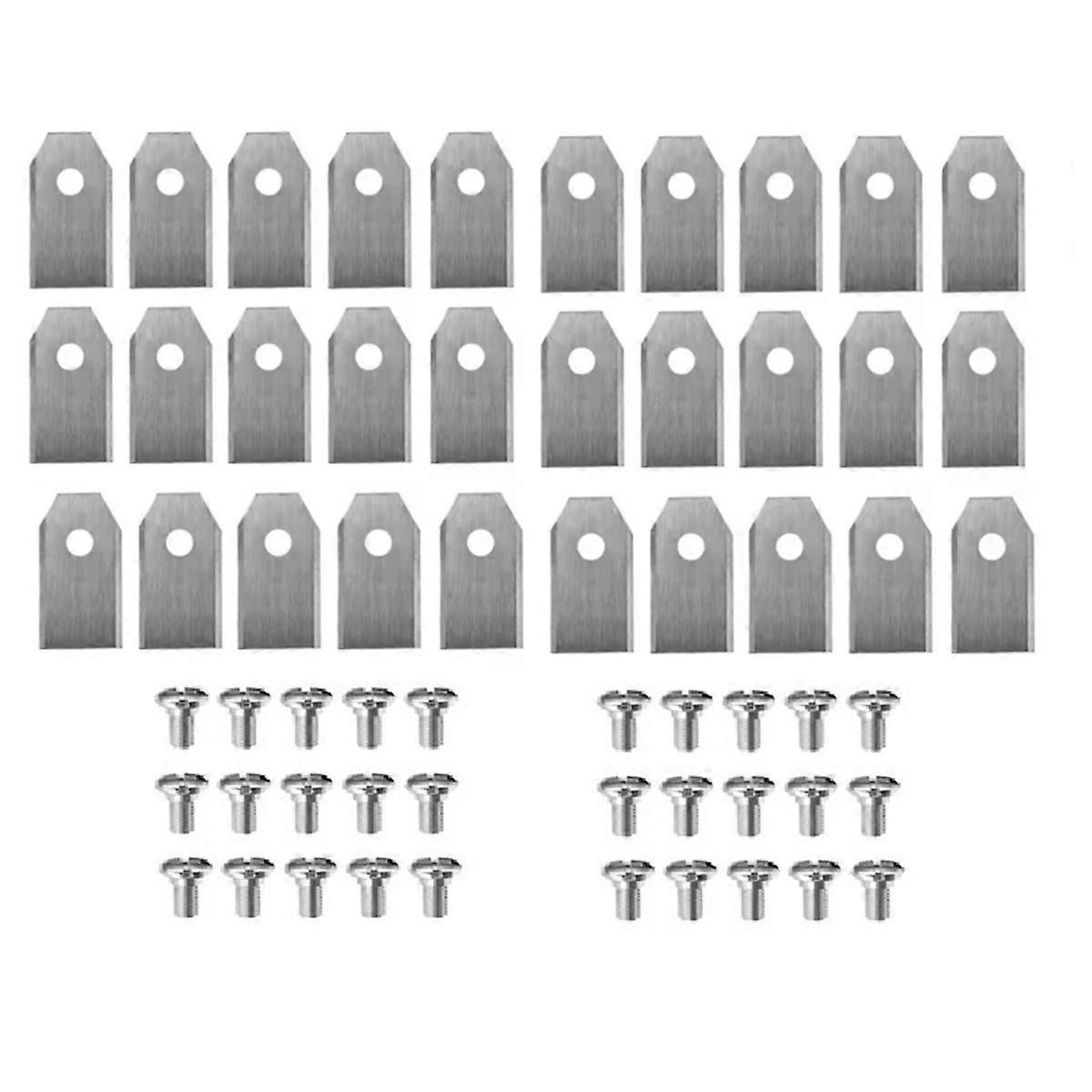 30 PCS Blades with Screws for Navimow I105N/I108N/I110N/ H500N/H800N/H1500N/H3000N Lawn Mower Silver