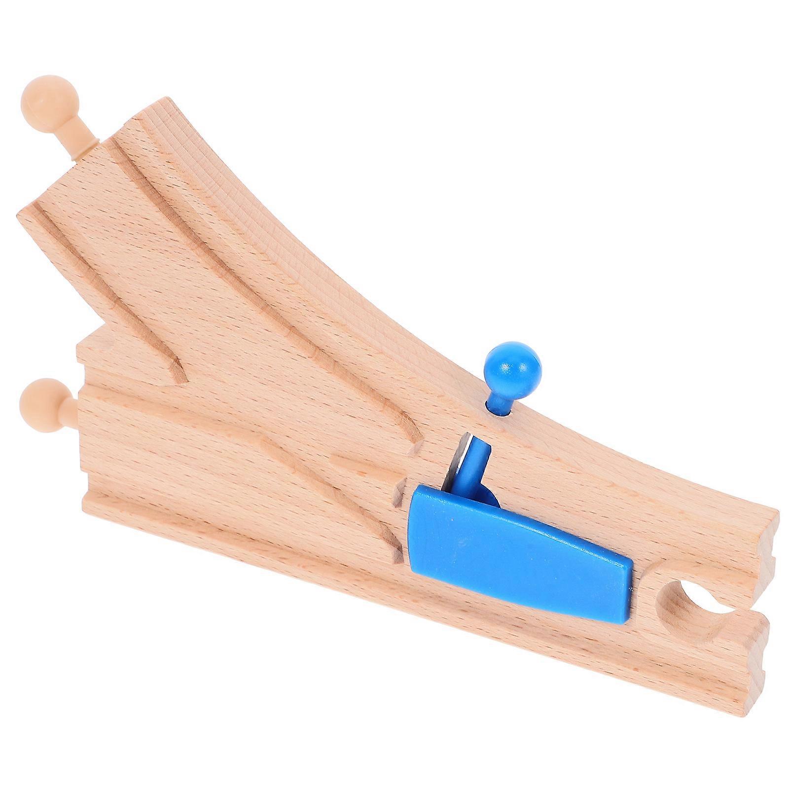 Blue Wooden Train Track Switch for Kids Wood Track Toy