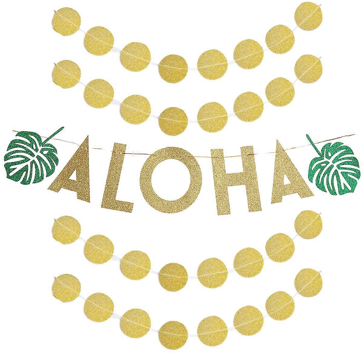 Aloha Glitter Banner Coconut Leaf Pull Flower Set for Decorating