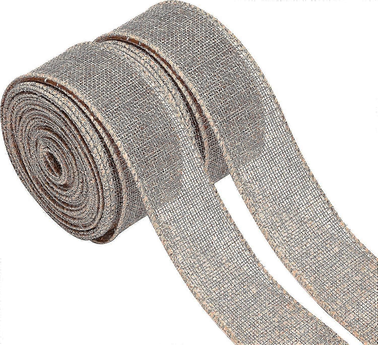 Christmas Burlap Ribbon For Gift Wrapping, Wired Ribbon For Christmas Tree Decor Bow Wreath Making Diy Crafts Party Holiday Home Decoration, 1.5" X 10