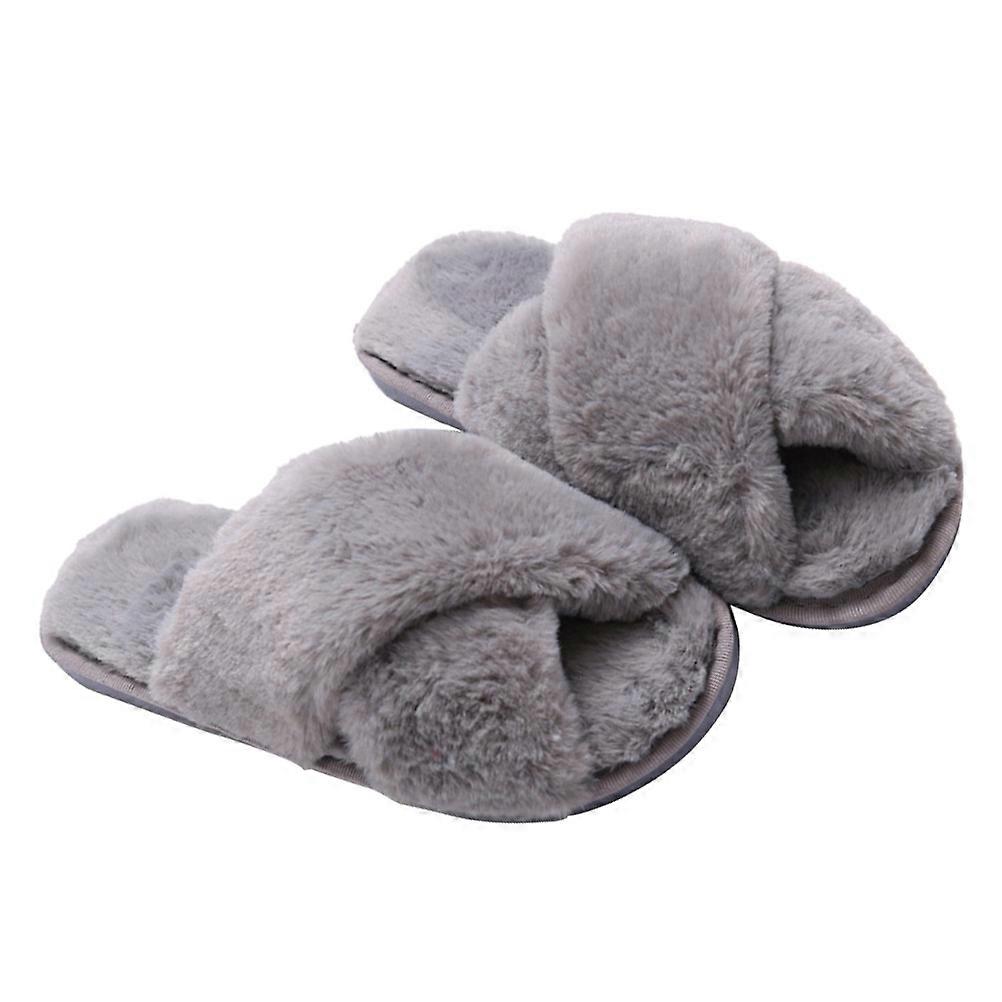 Anti-Slip Slippers Plush Coral Slippers for Women with 1Pair in Grey