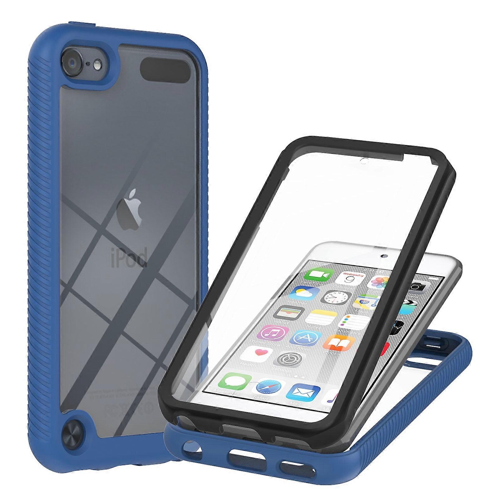 iPod Touch 5 6 7 Case, TOPSHE Rugged Shockproof Clear Back Cover with Screen Protector, Compatible with 5th 6th 7th Gen, Blue
