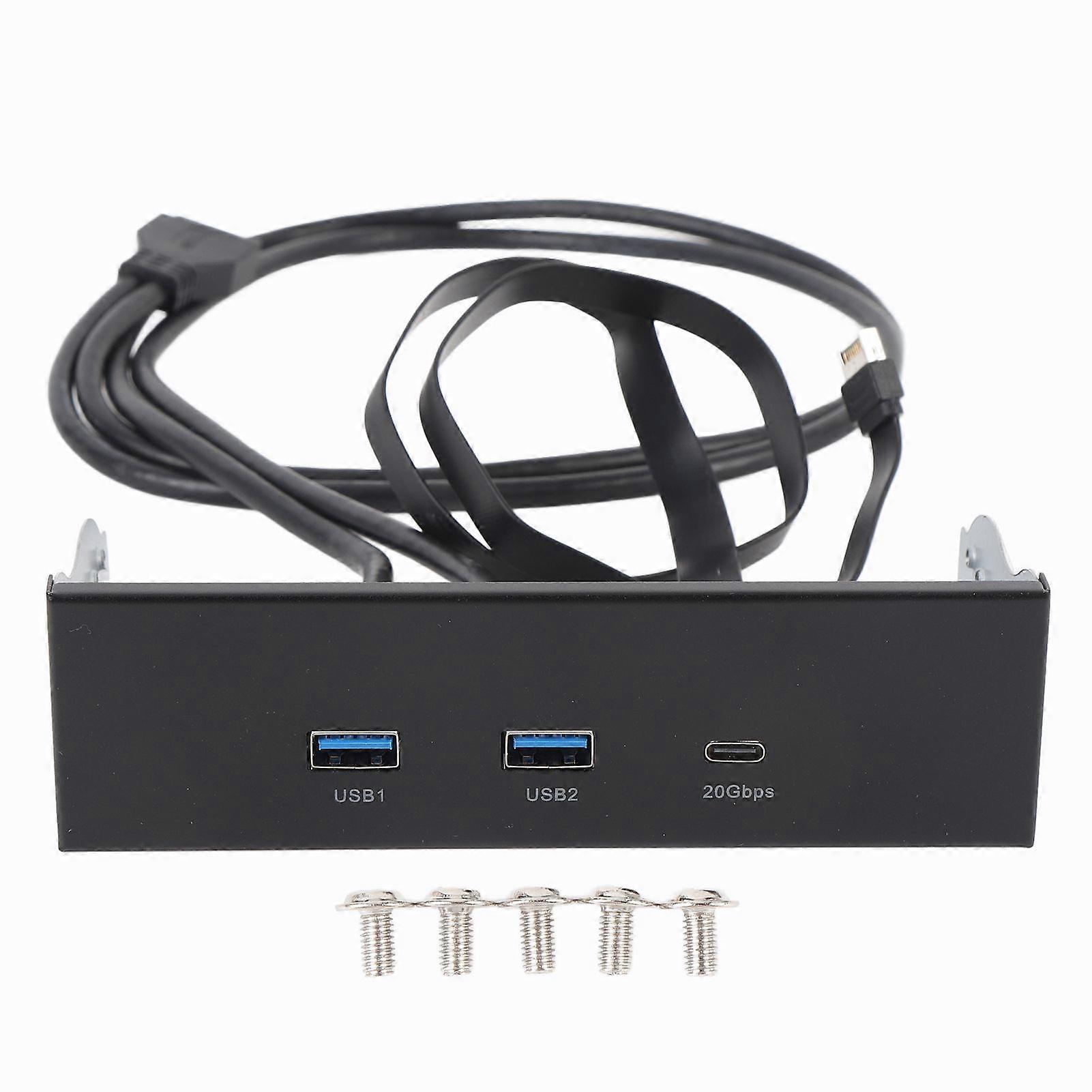 USB Front Panel Hub GEN2x2 USB A TYPE C 3 Ports 5.25 Inch 19 Pin 20Gbps Optical Drive Extension Panel for PC Computer