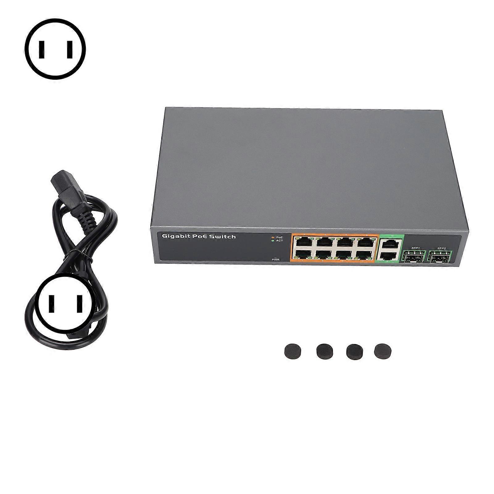 POE Switch Full Gigabit RJ45 IEEE 802.3af/at 8 Port SFP 150W Network Device 100240VUS Plug