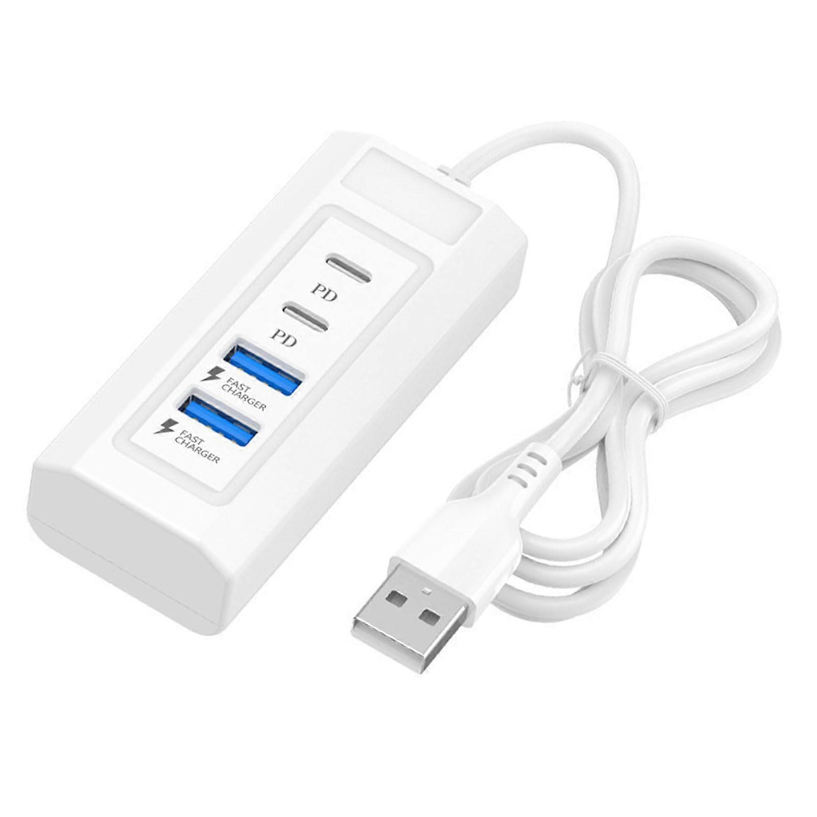 USB C Charging Hub with 4 Port Splitter Dock Double Type C and USB Ports for Phones Tablets Devices