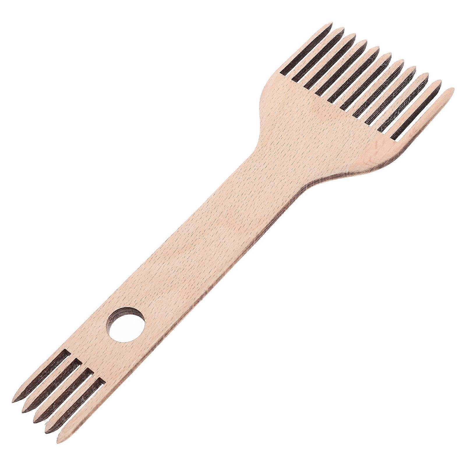 Beige Wooden Loom Comb Weaving Tool for Craft Weaving 5Pcs Pack