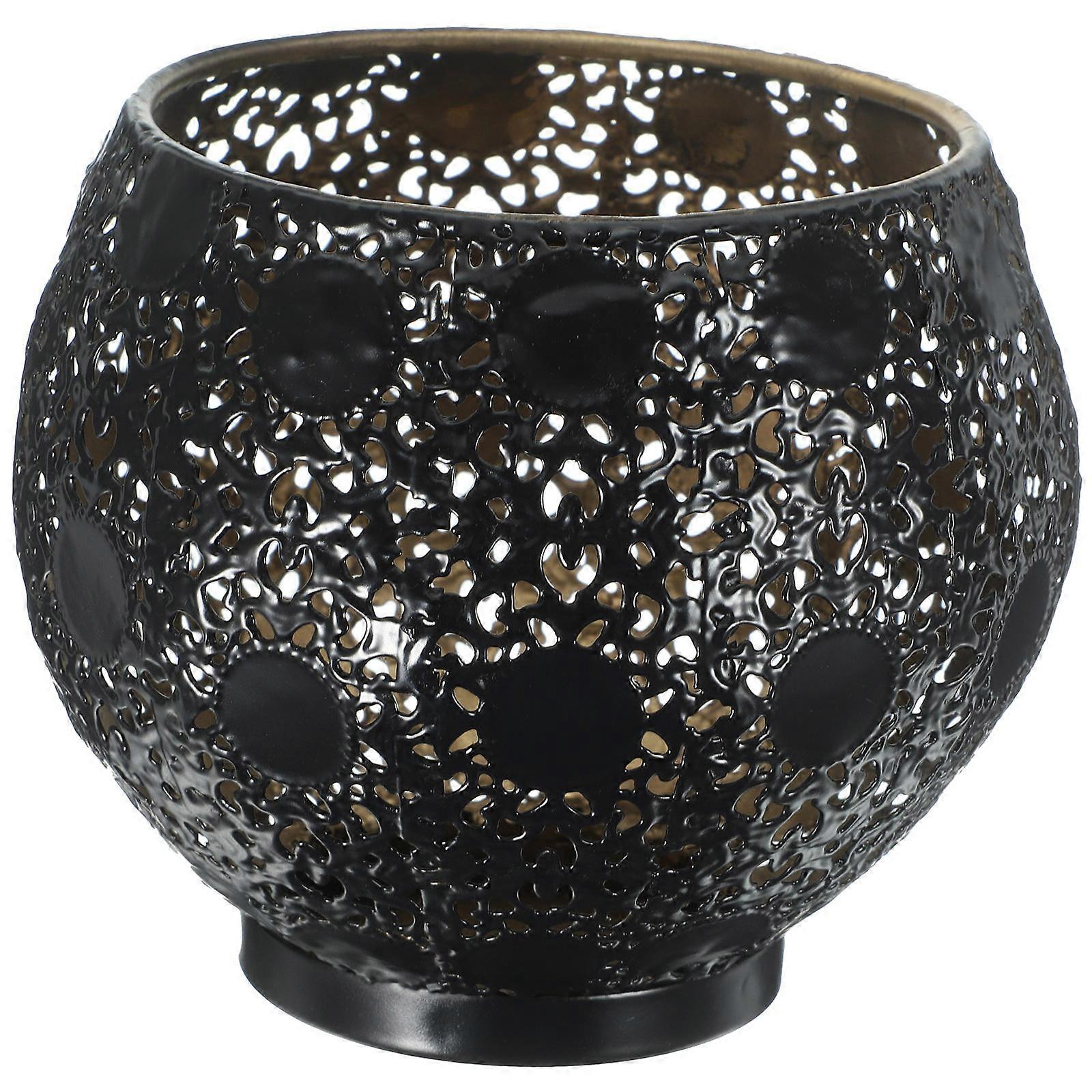 Vintage Iron Candle Holder Hollow Pattern for Desktop Use 4Pcs