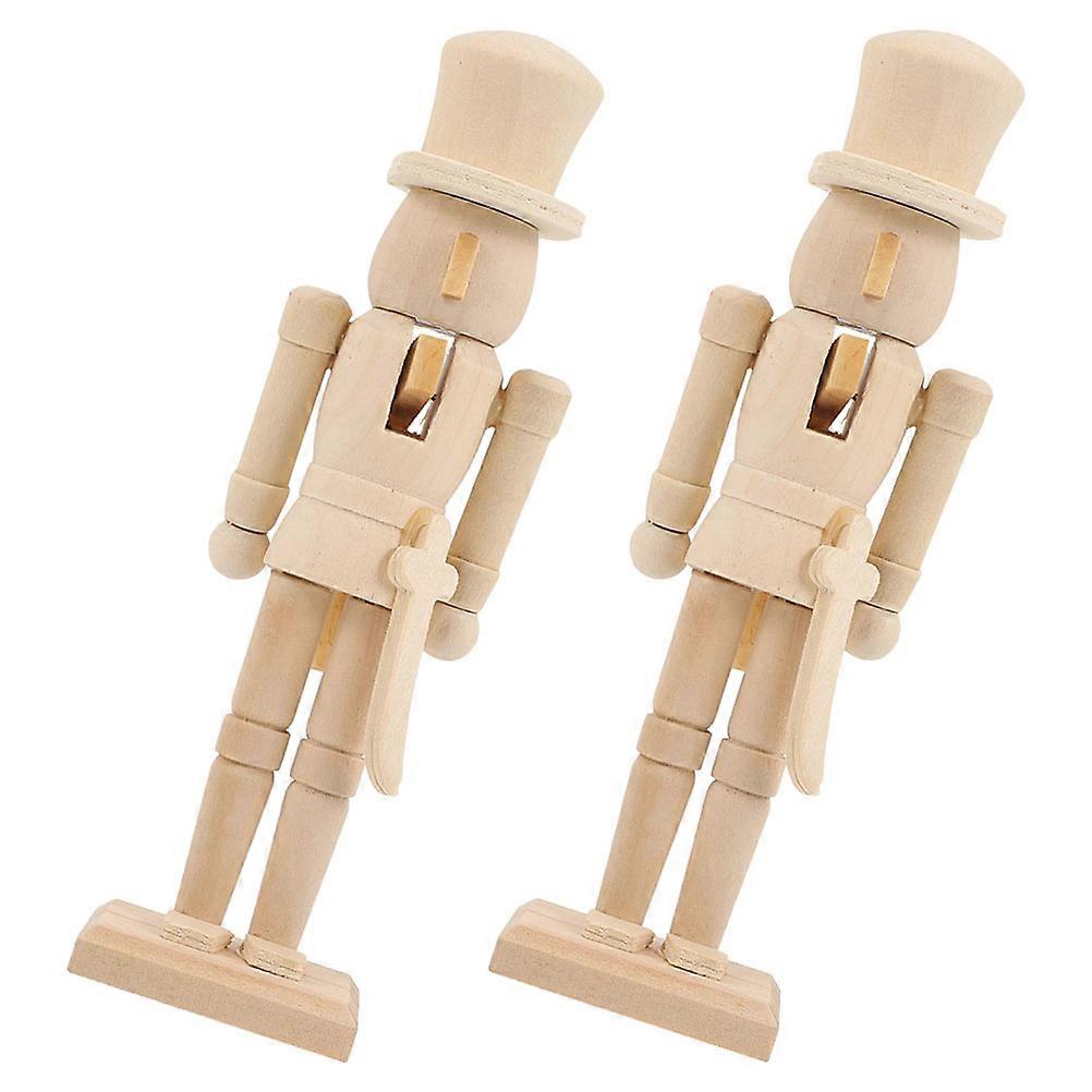 Wooden Nutcracker Ornament for Decoration 10Pcs Unfinished Figurines