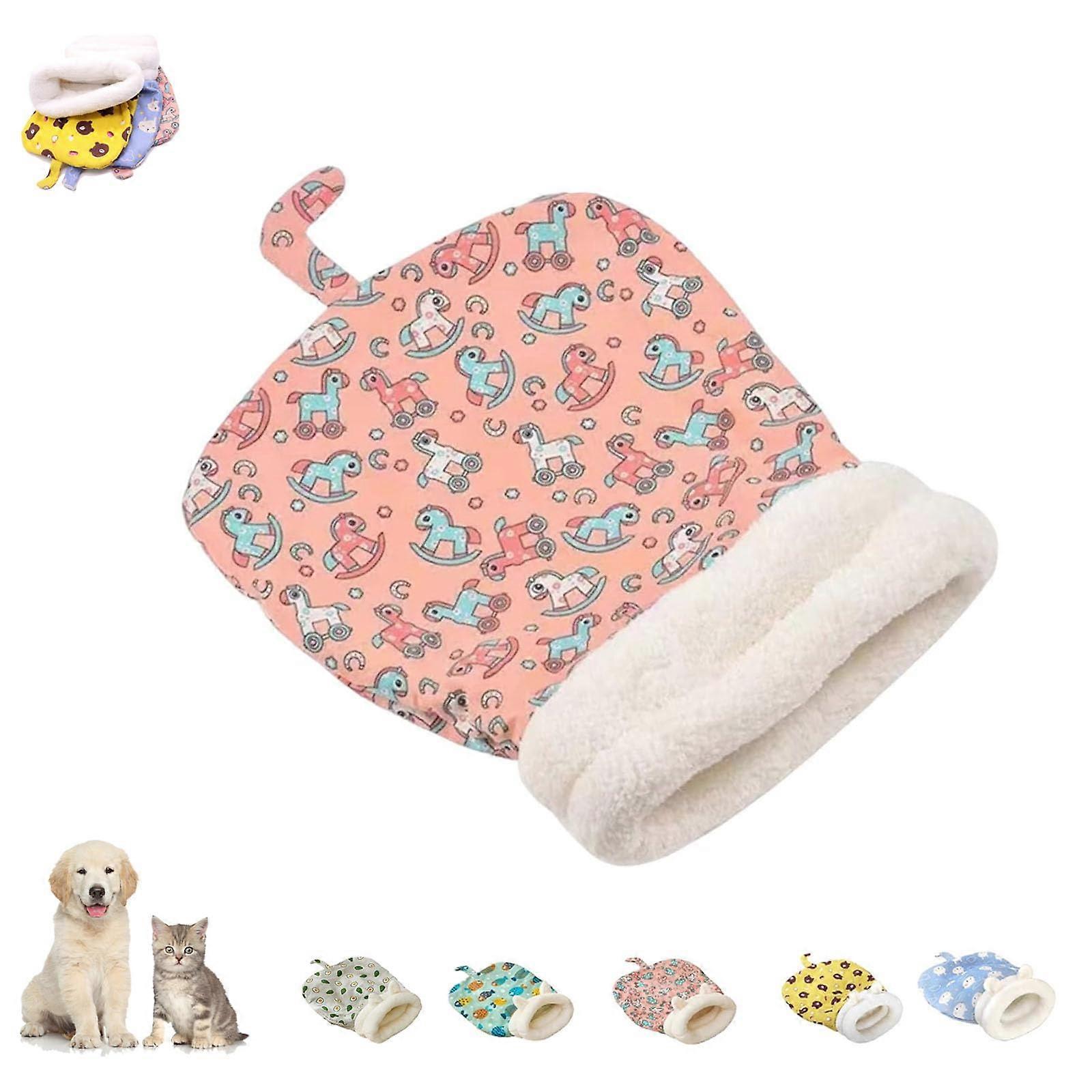 Cozy Pet Nest for Cats and Dogs, Soft Plush Portable Bed, Warm Pink 18x22 Inch, 2 Sizes Available