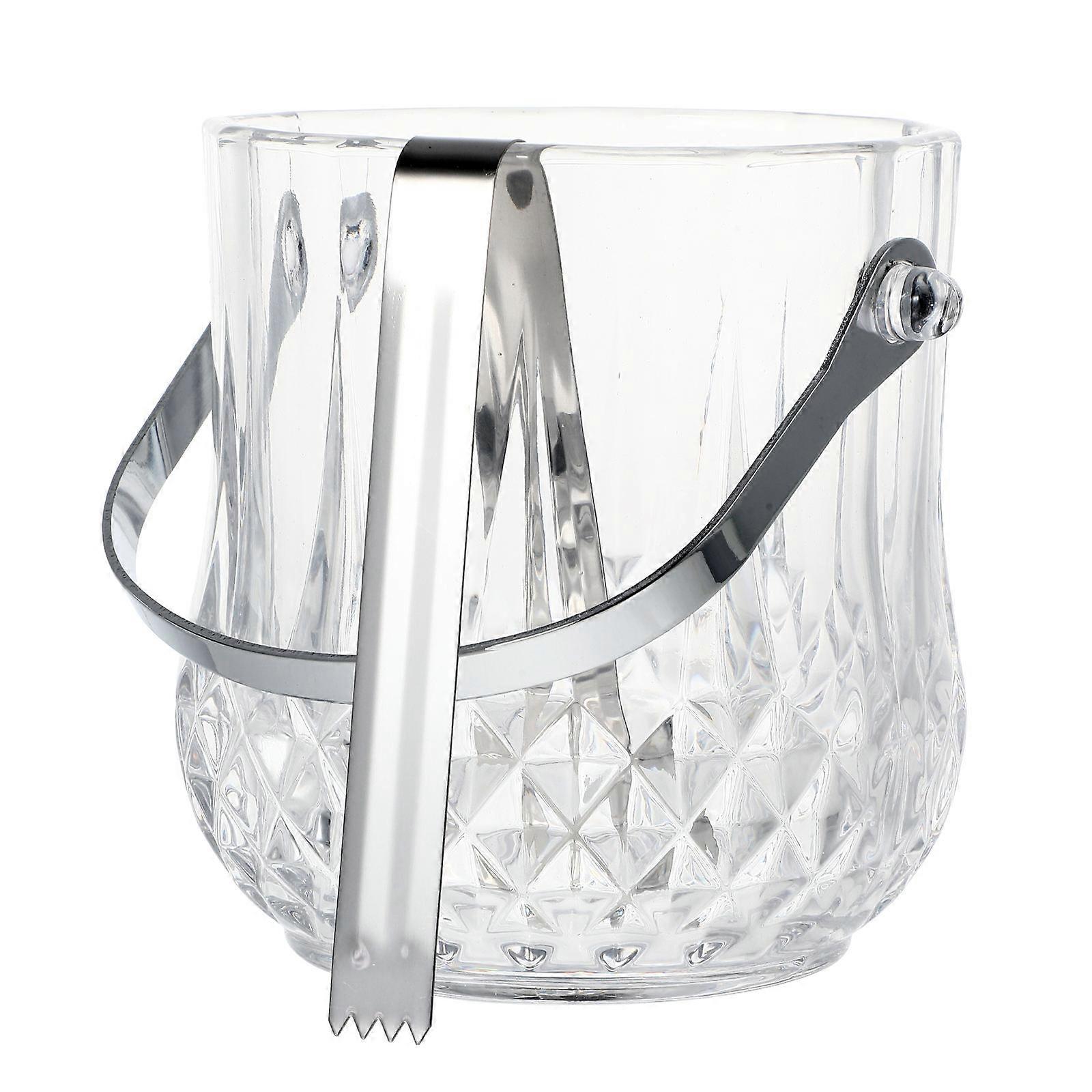 Small Ice Bucket Glass Ice Container for KTV Use 11.9X13.5X9.7CM Ice Storage 1 Set