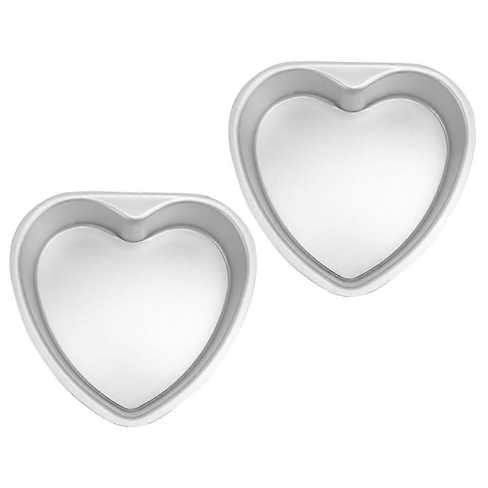 Silver Heart Cake Pans Metal Baking Mold for Baking 4Pcs Set