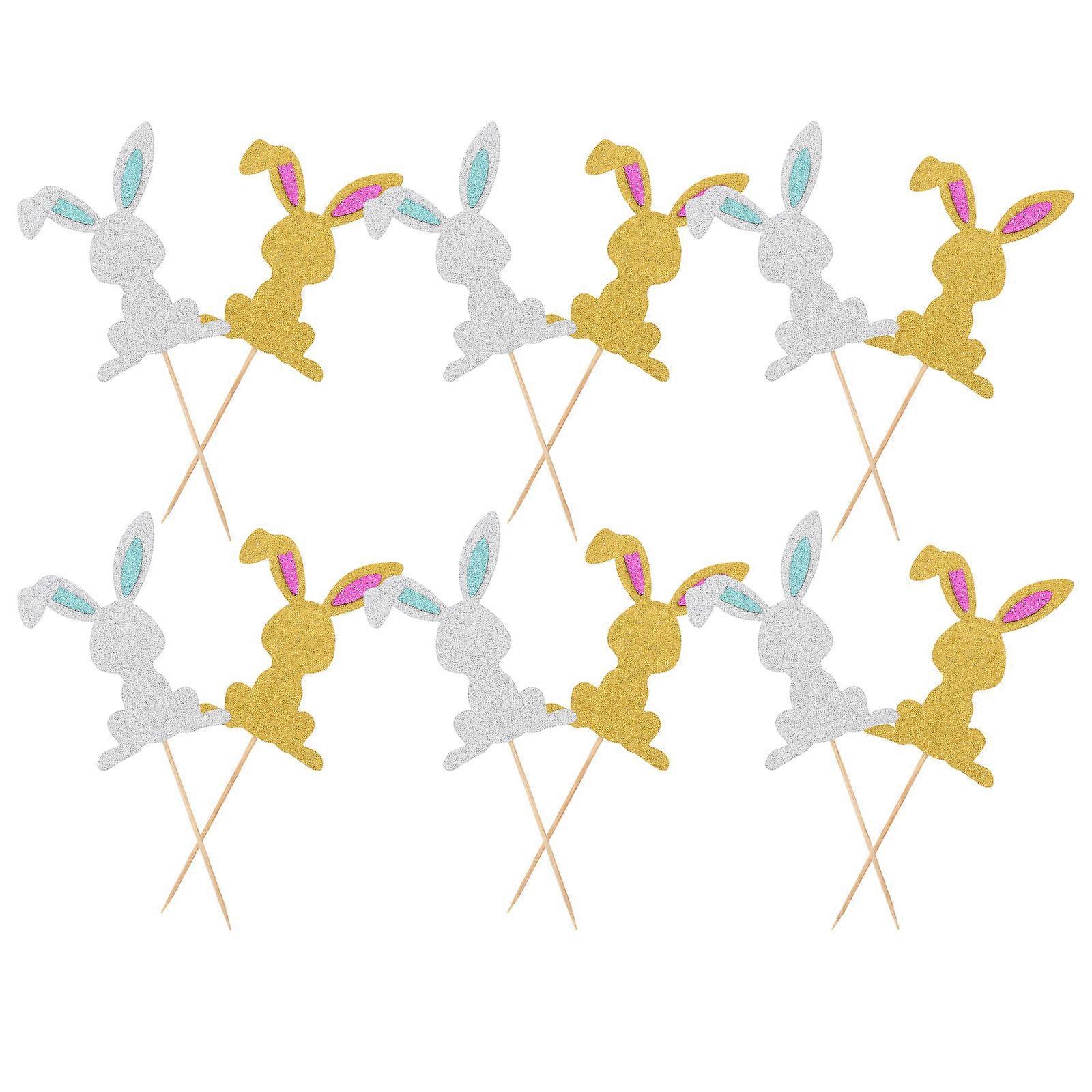 Rabbit Cake Decorations for Decoration 16Pcs Easter Bunny Cake Picks