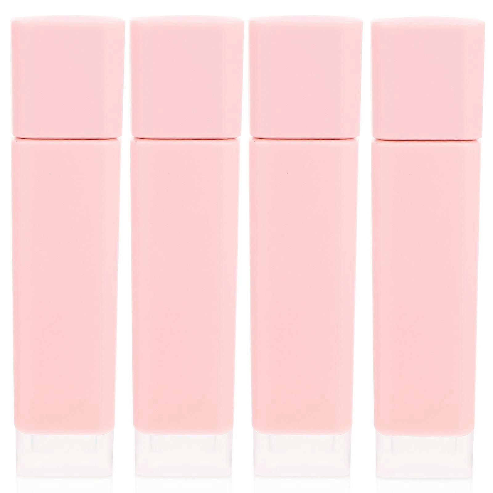 Refillable Lip Gloss Tubes Plastic Containers for Storage 4Pcs Pink Color
