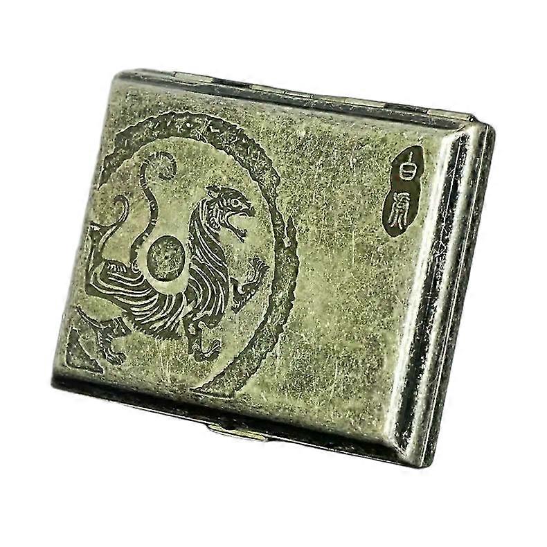 Brass Cigarette Box 16 Pcs Four Sacred Beasts Retro Ultra Thin Portable Case