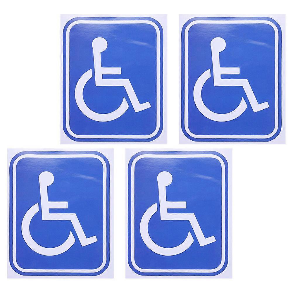 Adhesive Disabled Wheelchair Sticker 4Pcs Rectangular Safety Reminder For Public Restrooms Blue