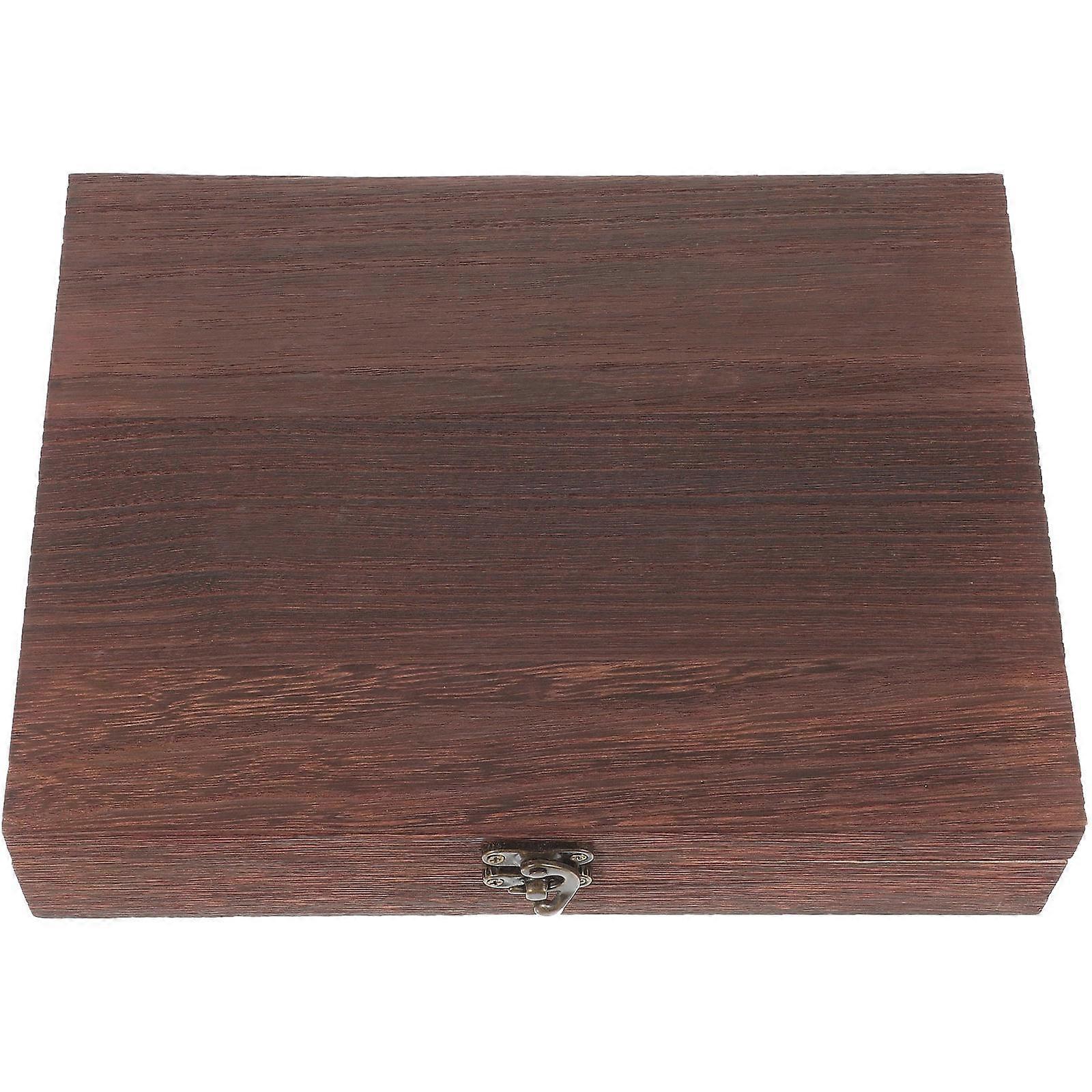 Brown Wooden Storage Case with Lock for Storage 6Pcs Practical Boxes
