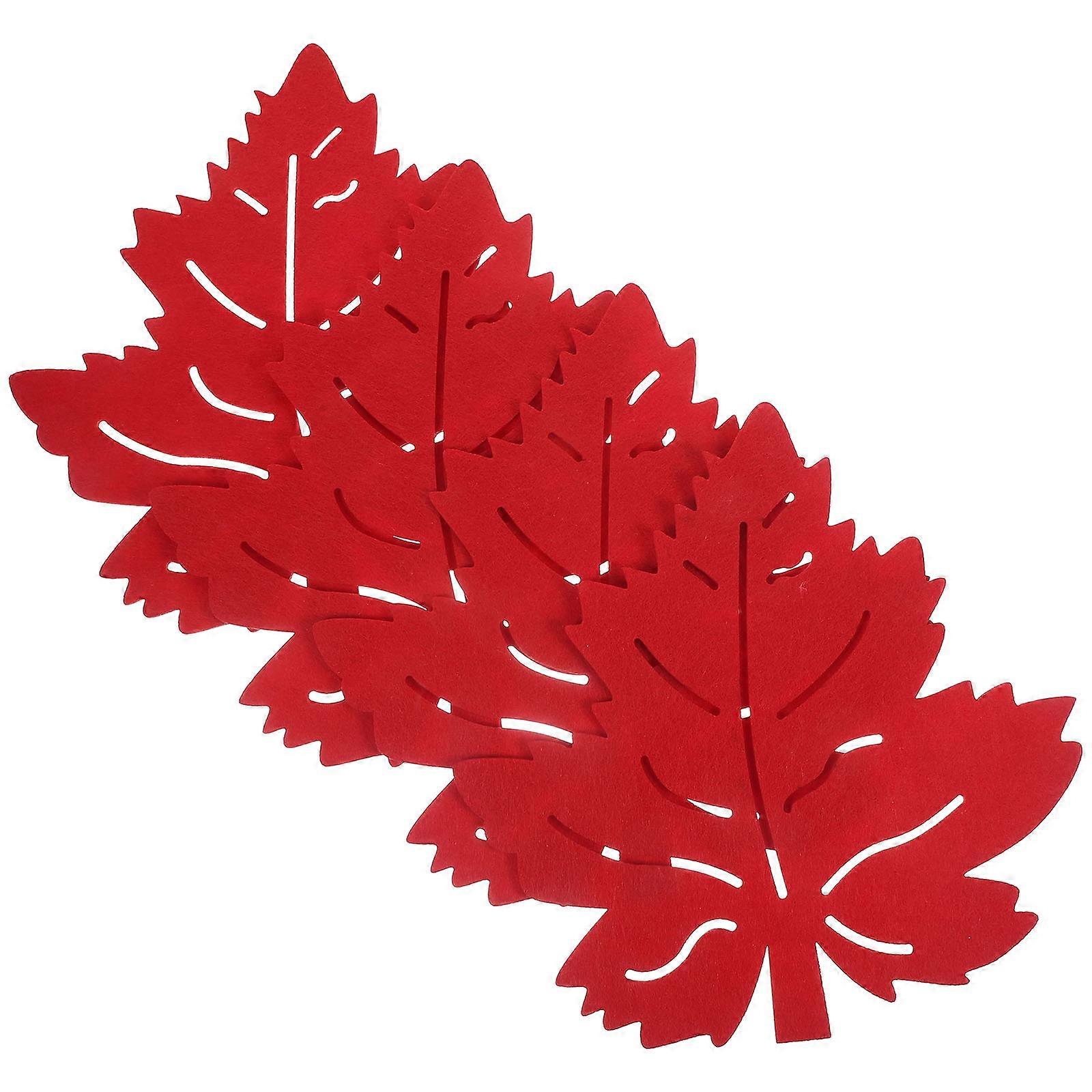 Red Leaf Shape Coasters 20 Pcs Heat Insulation Pads For Kitchenware Dining Table Prevent Food Stains And Spill Protection