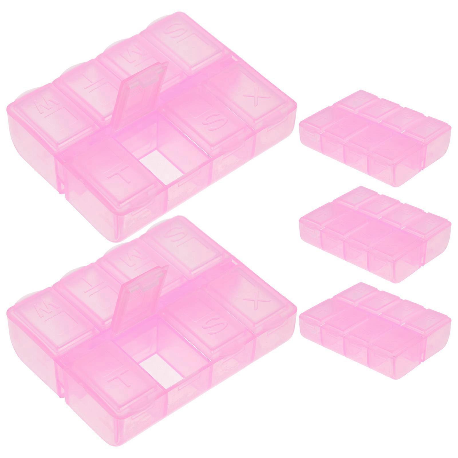 Portable Pink Tablet Boxes Organizer for Household Use 25Pcs Airtight Cases