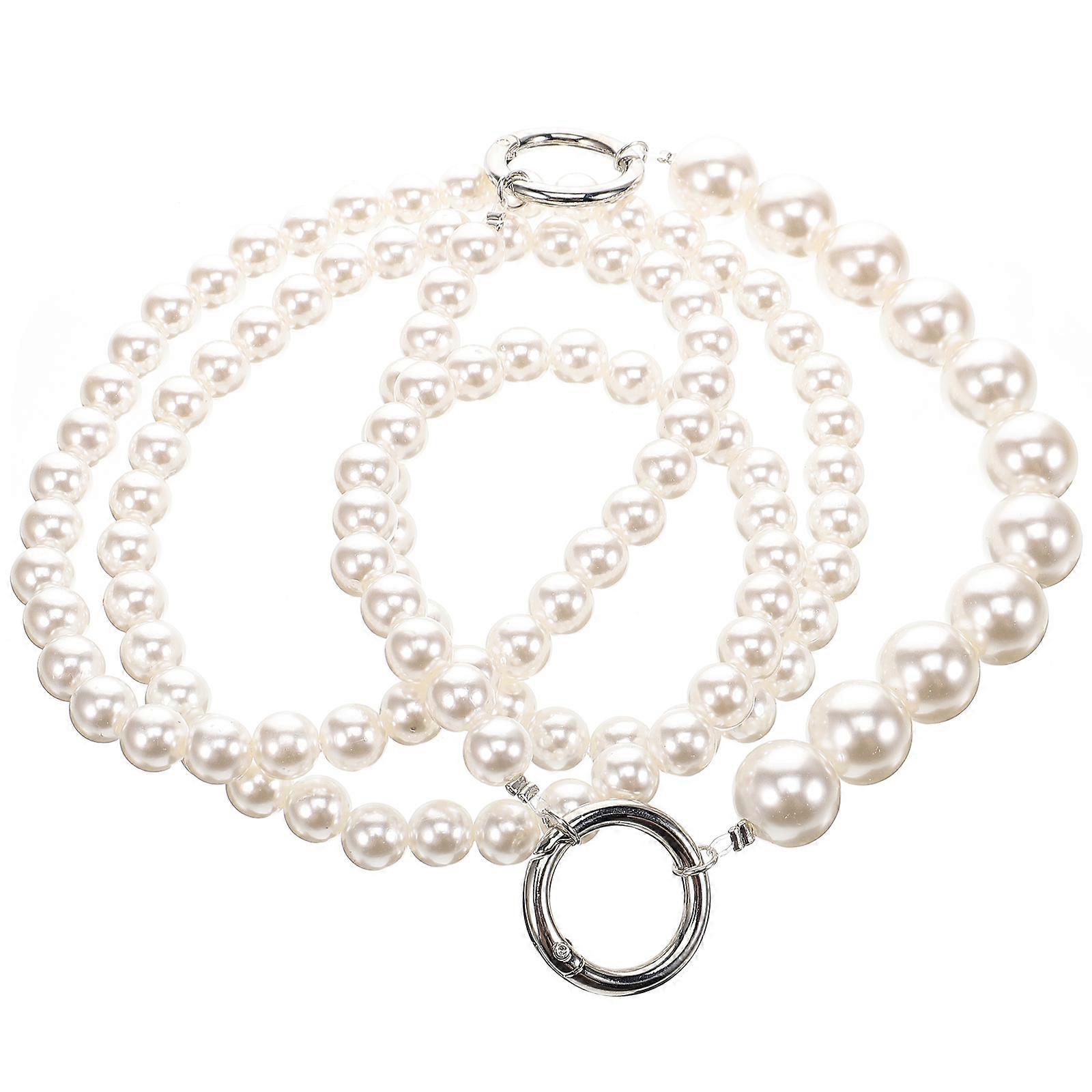 DIY Pearl Chain Strap for Decoration 2Pcs White Handbag Chain Replacement
