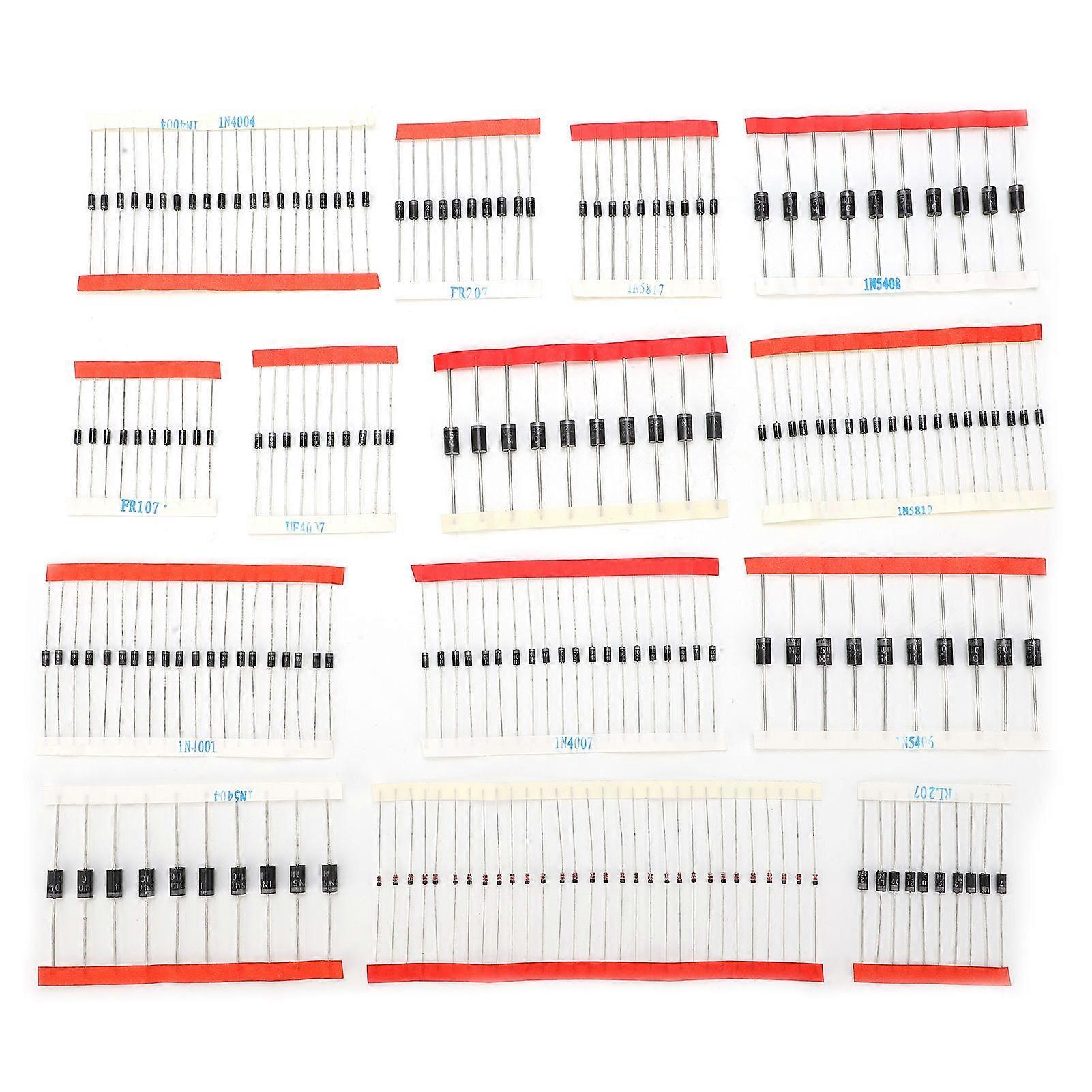 200Pcs Diode Assorted Kit 14 Kinds Electronic Components Package Silver Alloy Industrial Supply
