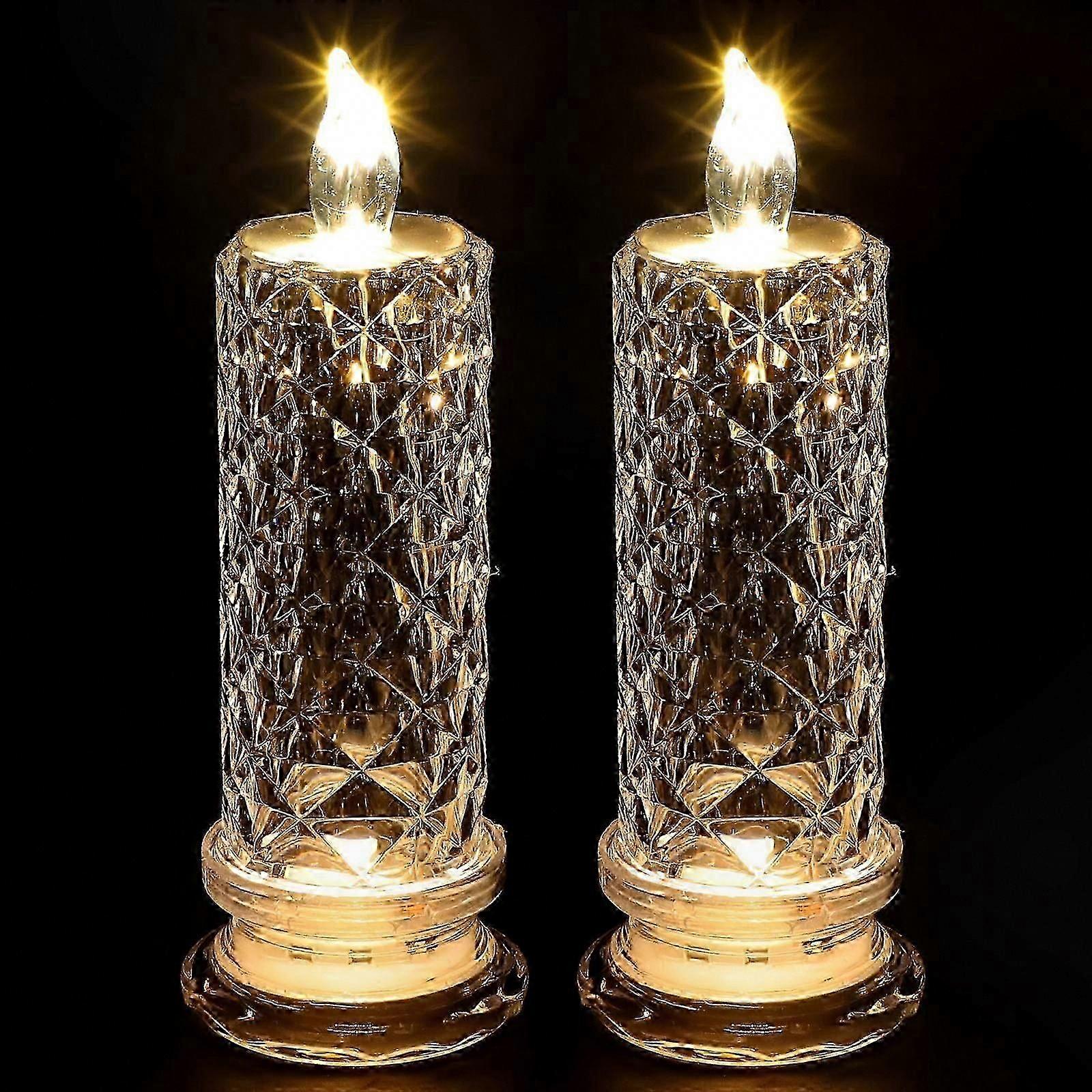 2-Pack LED Candle Lights for Ambient Night Lighting, Transparent Plastic Decor
