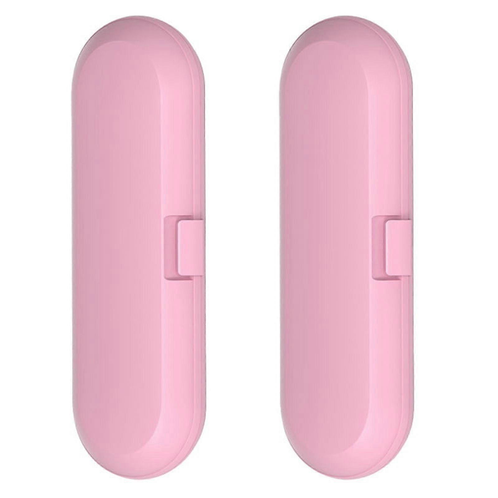 2Pcs Protable Electric Toothbrush Travel Box Storage Case for Universal Toothbrush Handle Tooth Brush Heads Holder,Pink