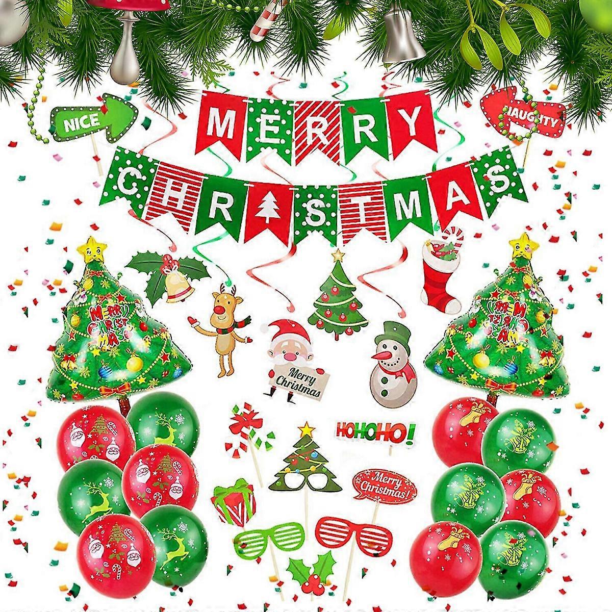 Merry Christmas Latex Balloon Kit Set Banner